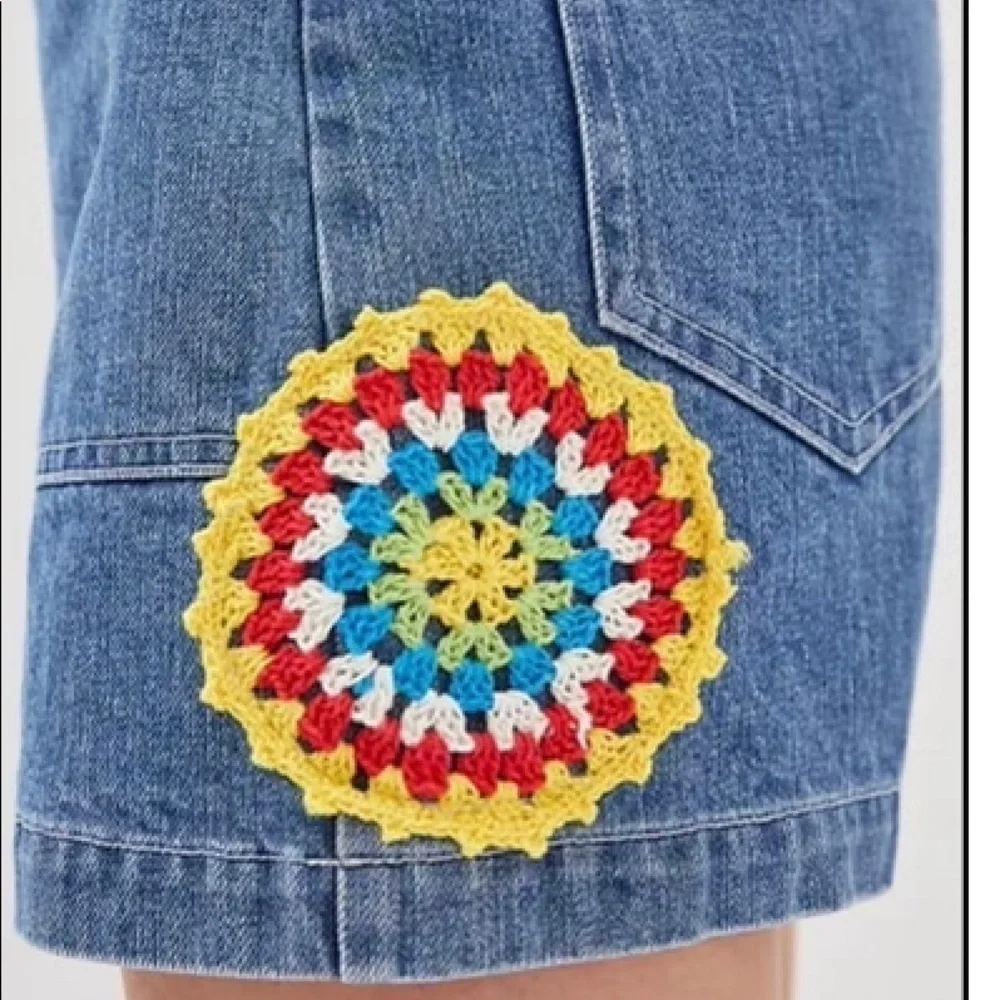 Anthropologie Shorts Carleen Crochet Denim Jean Shorts